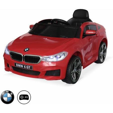 BMW GT6 Gran Turismo rood, elektrische auto 12V, 1 plaats, cabriolet voor kinderen met autoradio en afstandsbediening